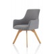 Carmen Wooden Leg Grey Fabric Visitor Chair